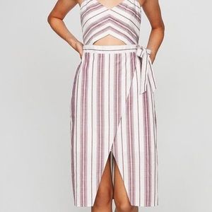 Express White and purple color stripe midi dress